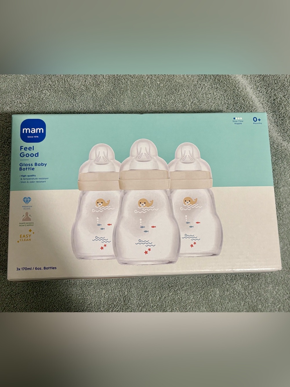 3 pack MAM 6oz glass bottles